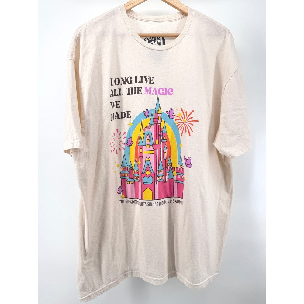 The Lost Bros Graphic T-Shirt Women 2XL Cream Long Live All The Magic Disney